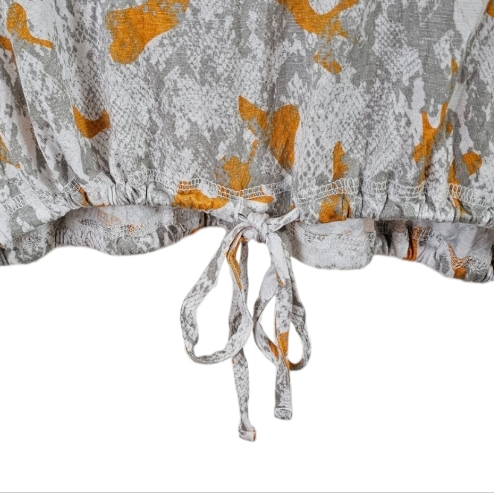 Olivia Sky - NEW Women's Unique Snakeskin Print V-Neck Drawstring Top - Picture 3 of 9
